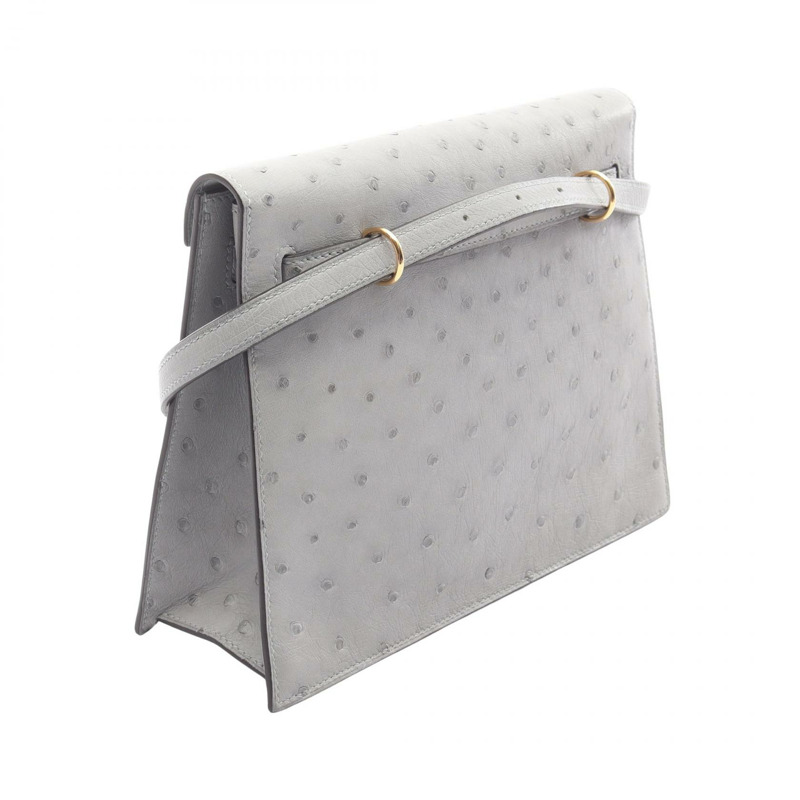 愛馬仕 Kelly Dance 2 藍色冰川色肩背包 079007CC 鴕鳥皮 藍色 二手 女士-1