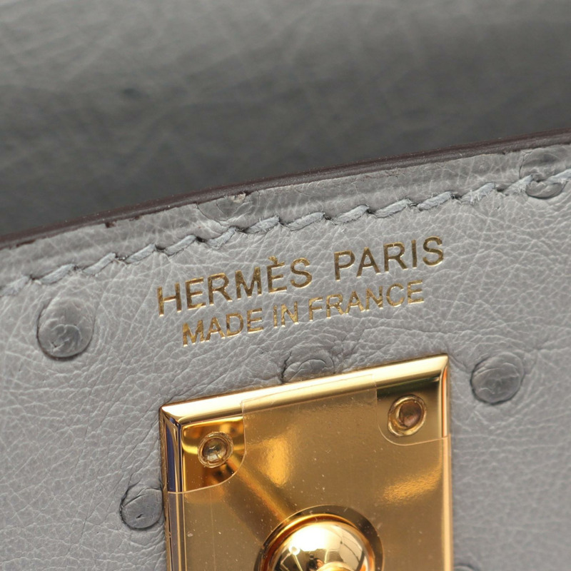 愛馬仕 Kelly Dance 2 藍色冰川色肩背包 079007CC 鴕鳥皮 藍色 二手 女士-3