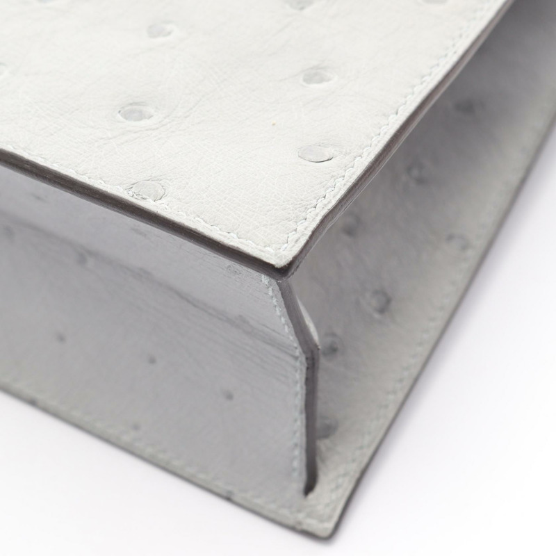 愛馬仕 Kelly Dance 2 藍色冰川色肩背包 079007CC 鴕鳥皮 藍色 二手 女士-5