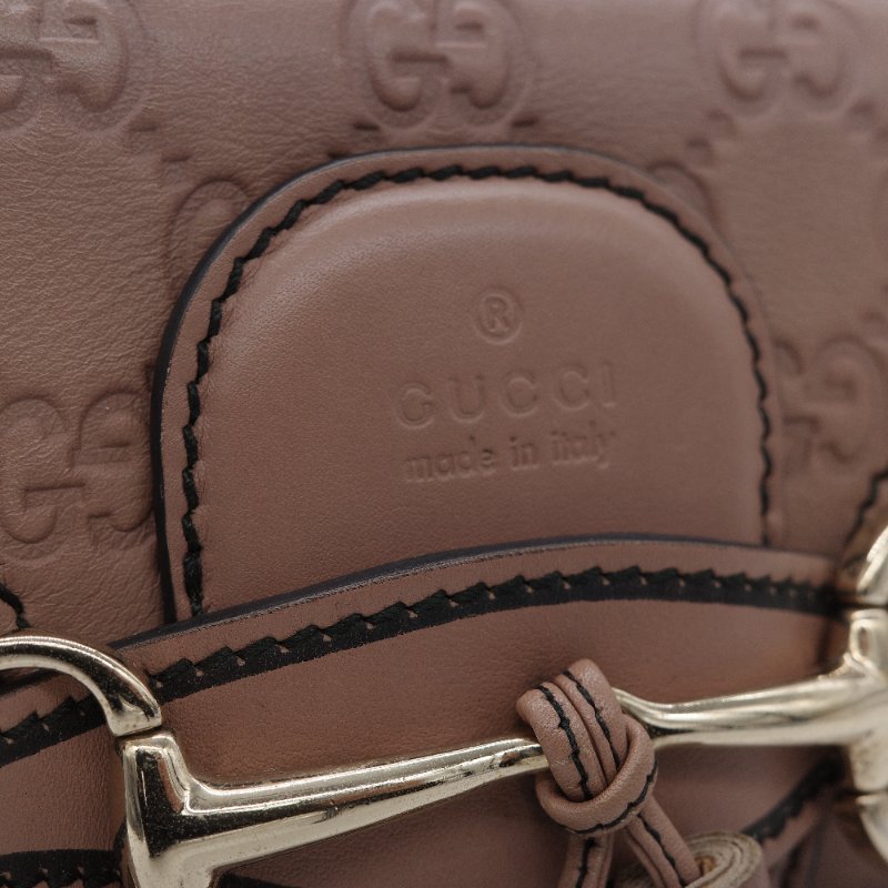 Gucci 古馳 Emily 乾燥玫瑰色 藕粉色 壓紋皮革 鏈帶翻蓋包-6