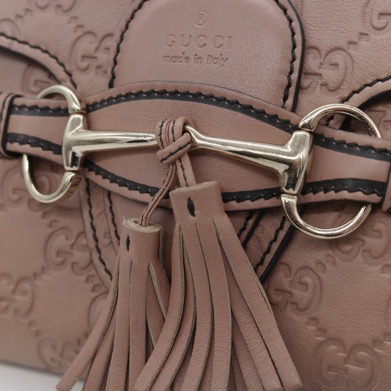 Gucci 古馳 Emily 乾燥玫瑰色 藕粉色 壓紋皮革 鏈帶翻蓋包-7
