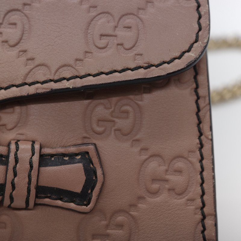 Gucci 古馳 Emily 乾燥玫瑰色 藕粉色 壓紋皮革 鏈帶翻蓋包-8