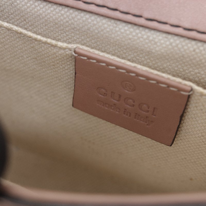 Gucci 古馳 Emily 乾燥玫瑰色 藕粉色 壓紋皮革 鏈帶翻蓋包-17