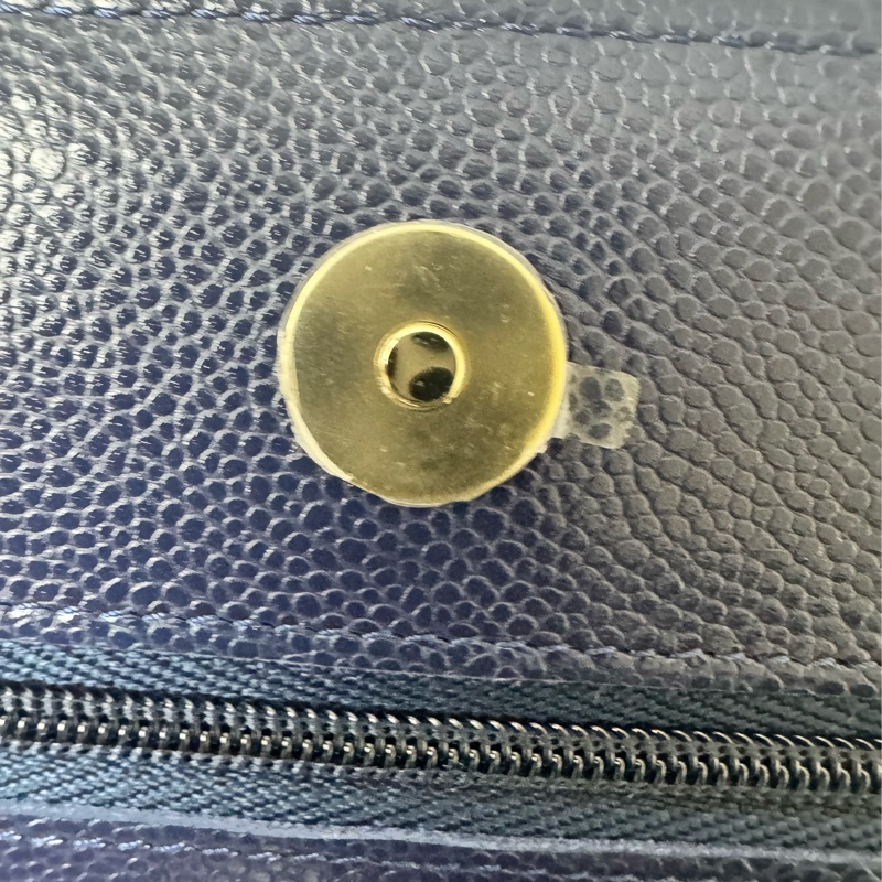 香奈兒午夜藍荔枝牛皮新款吸磁釦woc-20