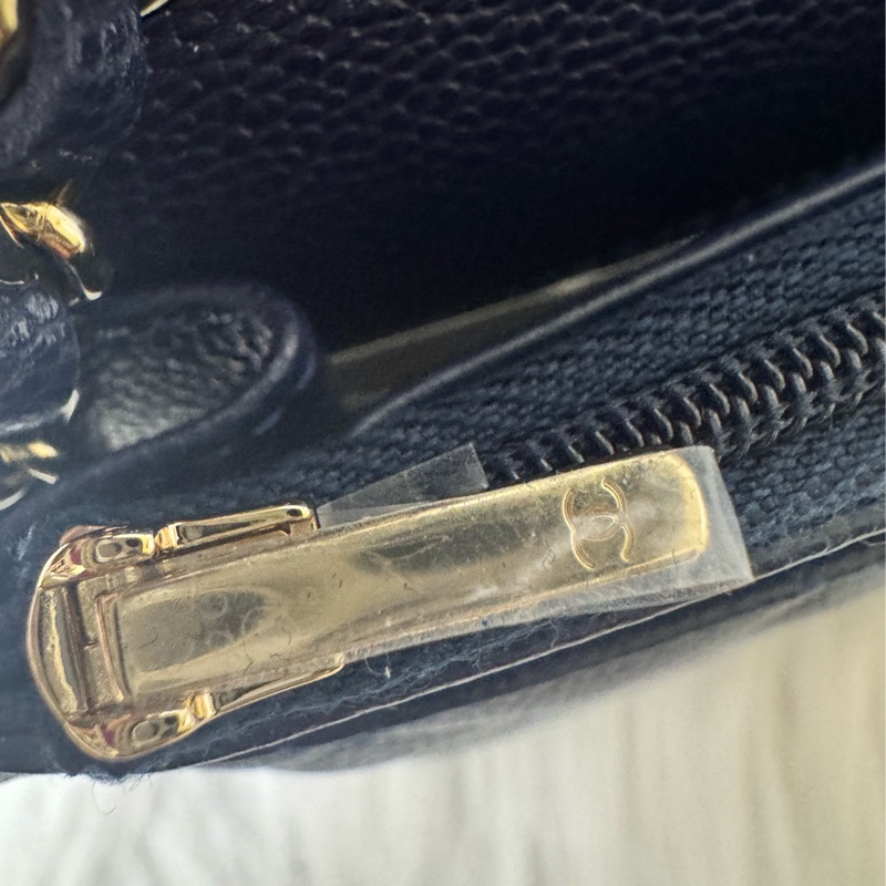 香奈兒午夜藍荔枝牛皮新款吸磁釦woc-21