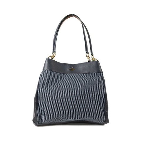 COACH 帆布/皮革Legacy Lexy Tote Shoulder Bag金扣肩背袋