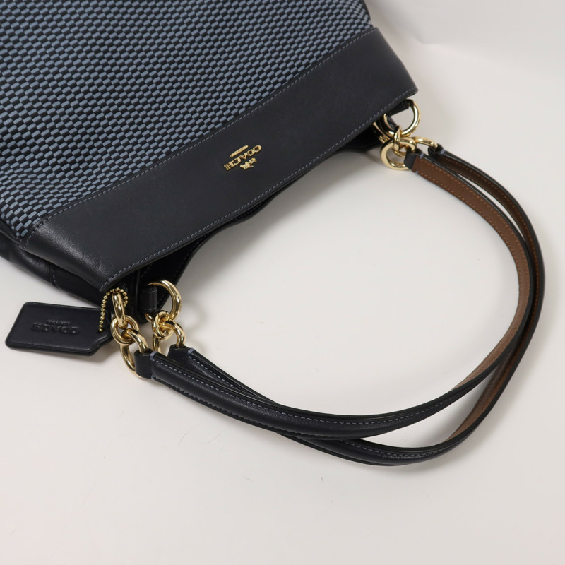 COACH 帆布/皮革Legacy Lexy Tote Shoulder Bag金扣肩背袋-6