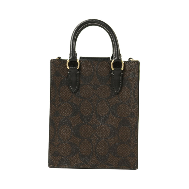 COACH 塗層帆布North South Mini Tote Bag金扣手挽肩背兩用袋-1