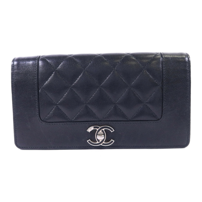 CHANEL 牛皮皮革Long Wallet銀扣長錢包-0