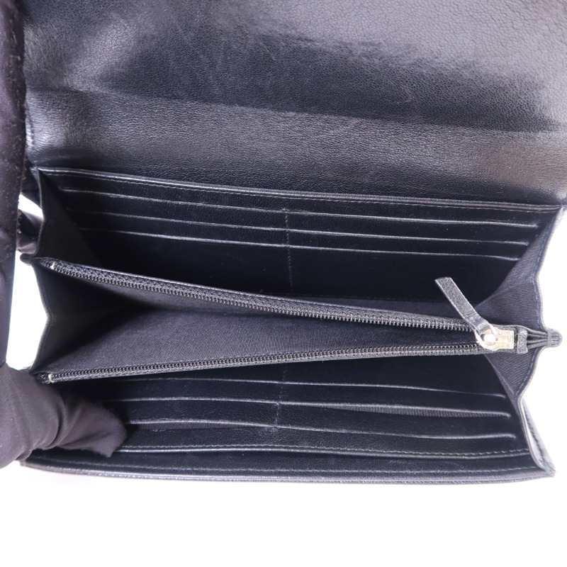 CHANEL 牛皮皮革Long Wallet銀扣長錢包-4