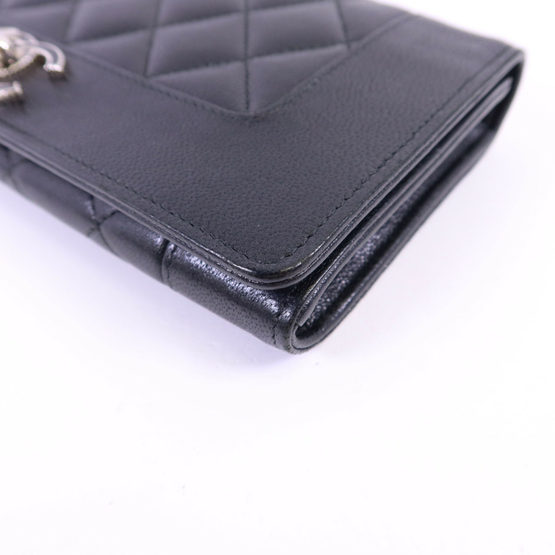 CHANEL 牛皮皮革Long Wallet銀扣長錢包-9
