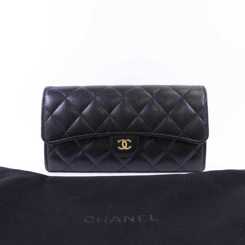 CHANEL 牛皮皮革Long Wallet金扣長錢包-13