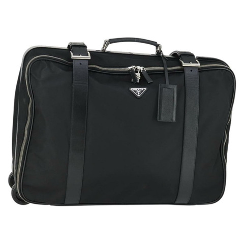 PRADA 尼龍黑色銀色手提箱 Auth 162425