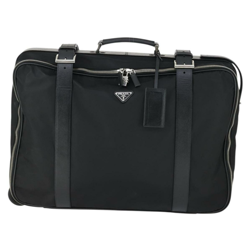 【日本直送】PRADA 尼龍黑色銀色手提箱 Auth 162425-12