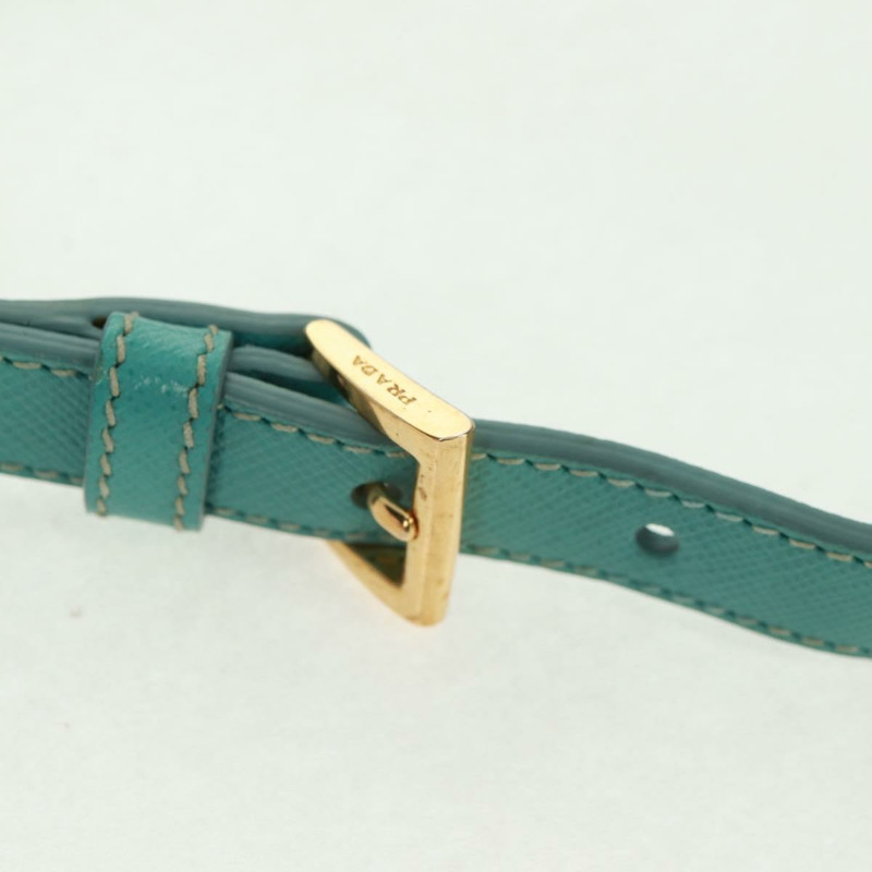 【日本直送】PRADA 手提包 Safiano 皮革 2way 金色 祖母綠 Auth am10595V-8