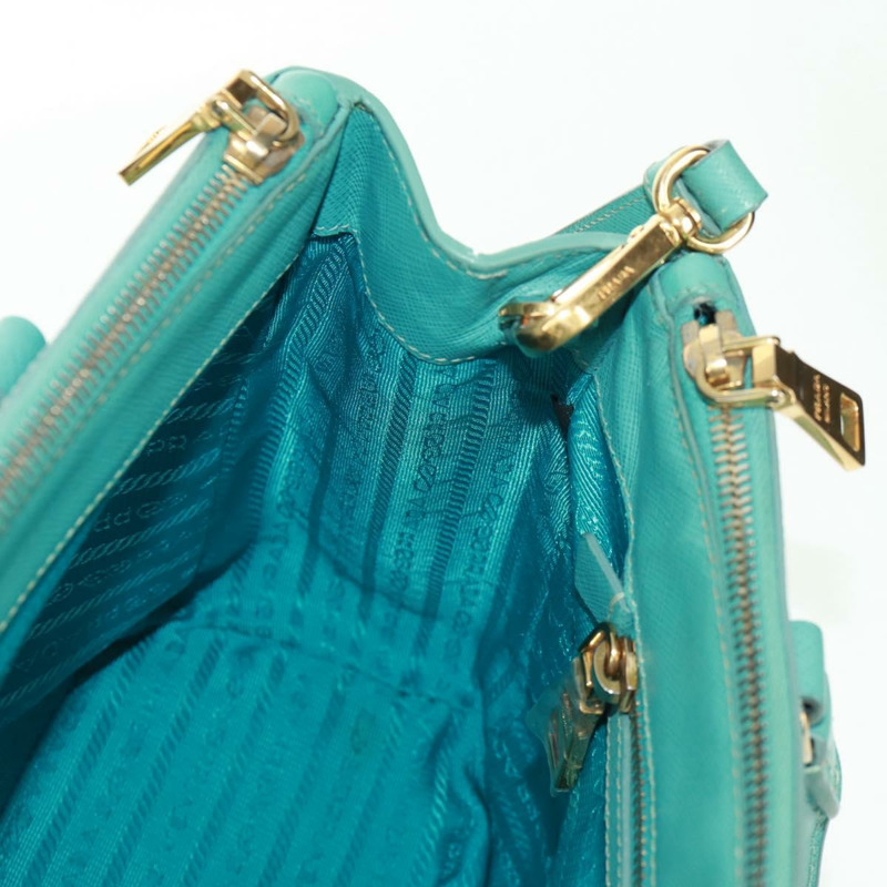 【日本直送】PRADA 手提包 Safiano 皮革 2way 金色 祖母綠 Auth am10595V-21