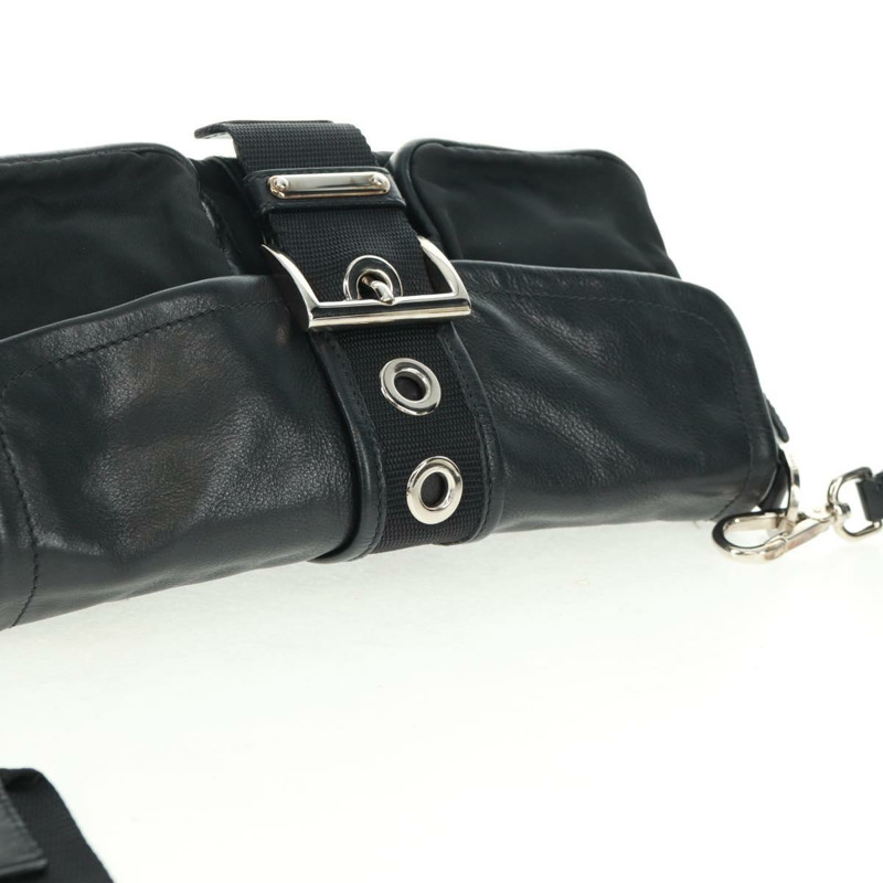 【日本直送】PRADA 單肩包 尼龍皮革 黑色 銀色 正品 am10628V-5