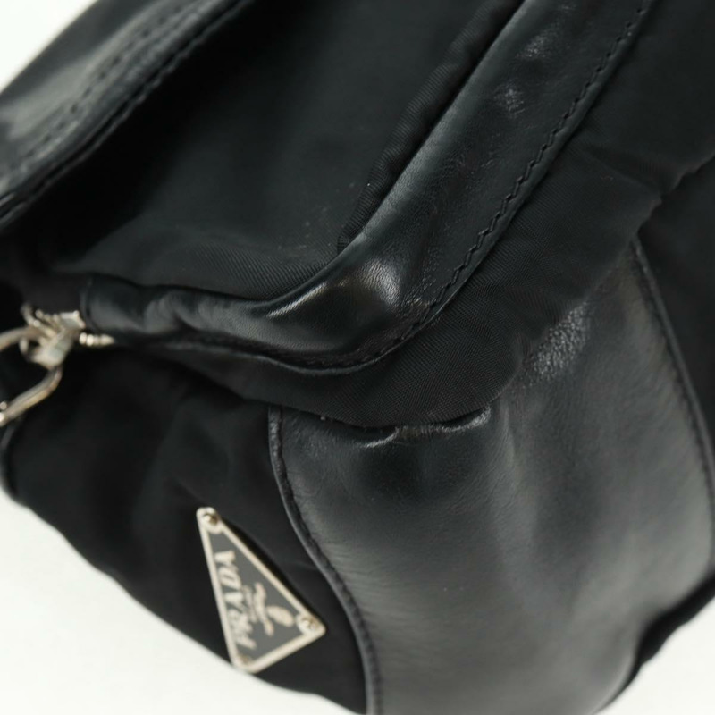 【日本直送】PRADA 單肩包 尼龍皮革 黑色 銀色 正品 am10628V-7