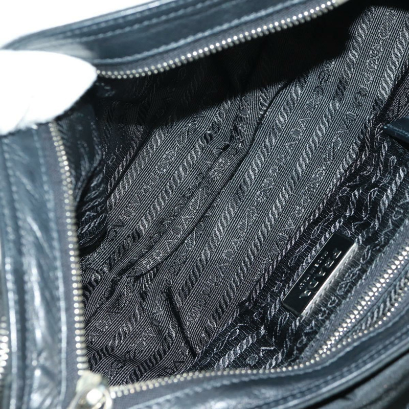 【日本直送】PRADA 單肩包 尼龍皮革 黑色 銀色 正品 am10628V-8