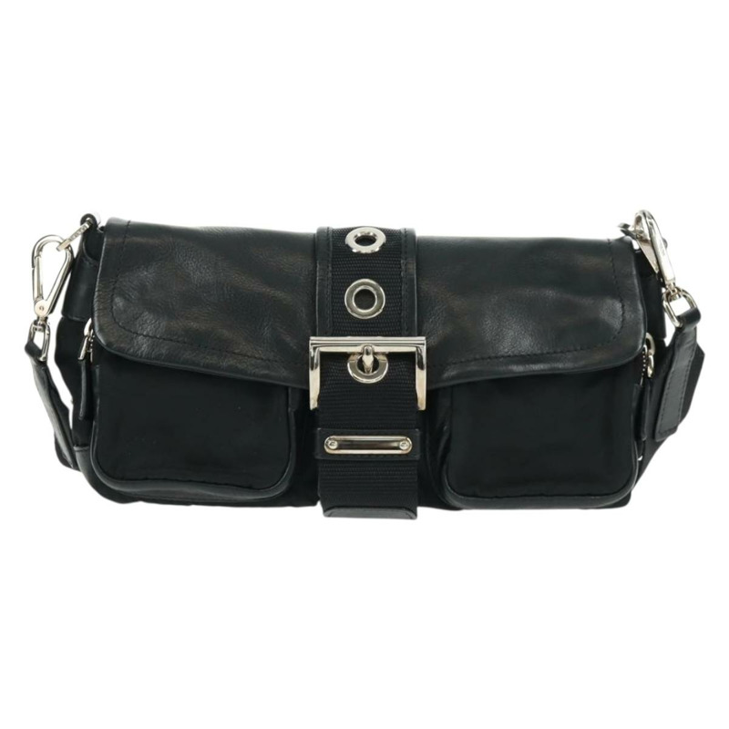 【日本直送】PRADA 單肩包 尼龍皮革 黑色 銀色 正品 am10628V-12