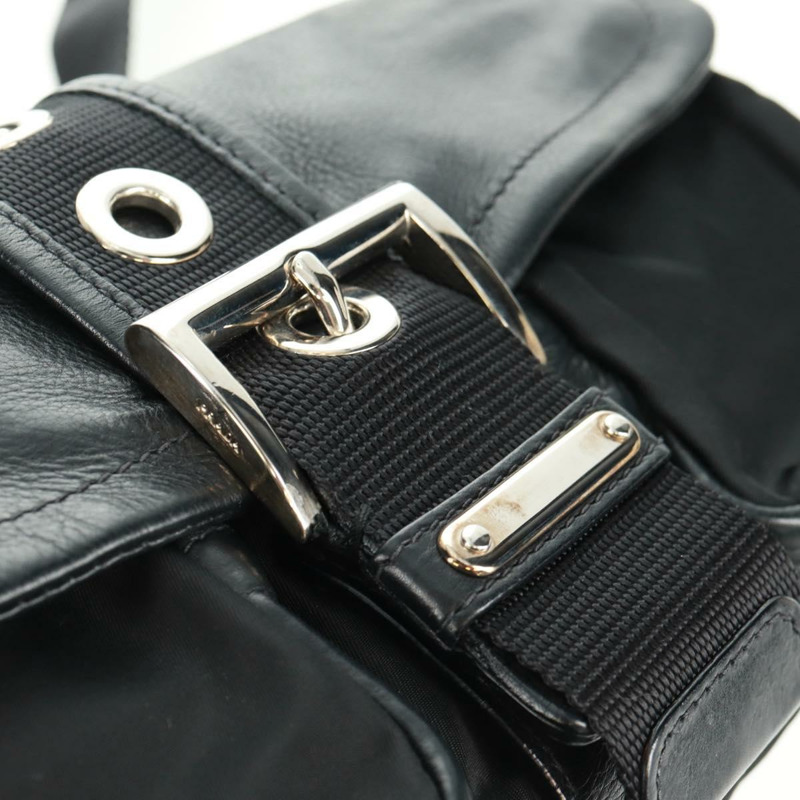 【日本直送】PRADA 單肩包 尼龍皮革 黑色 銀色 正品 am10628V-19