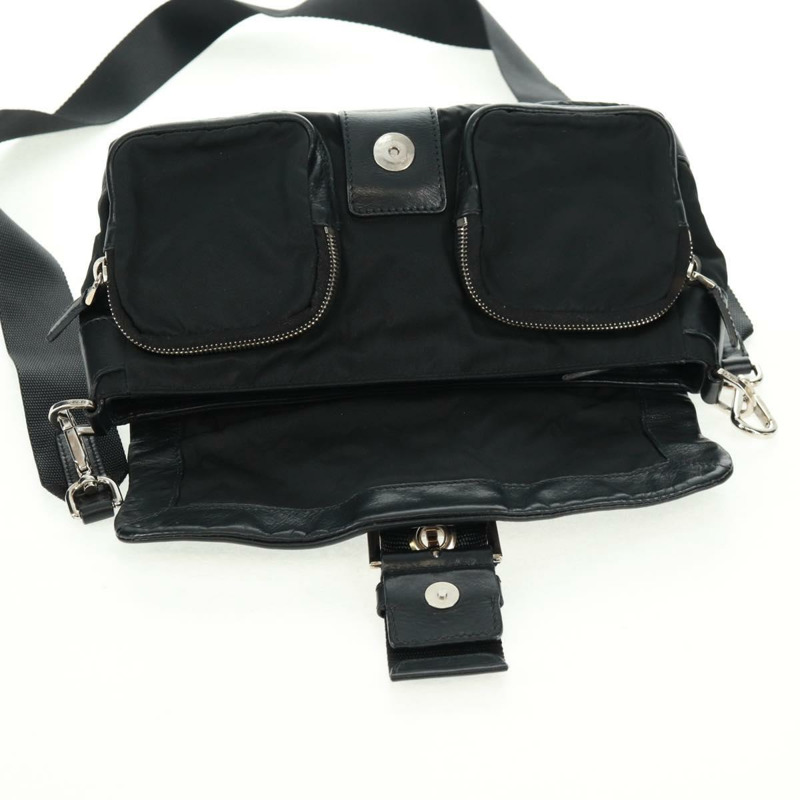 【日本直送】PRADA 單肩包 尼龍皮革 黑色 銀色 正品 am10628V-20