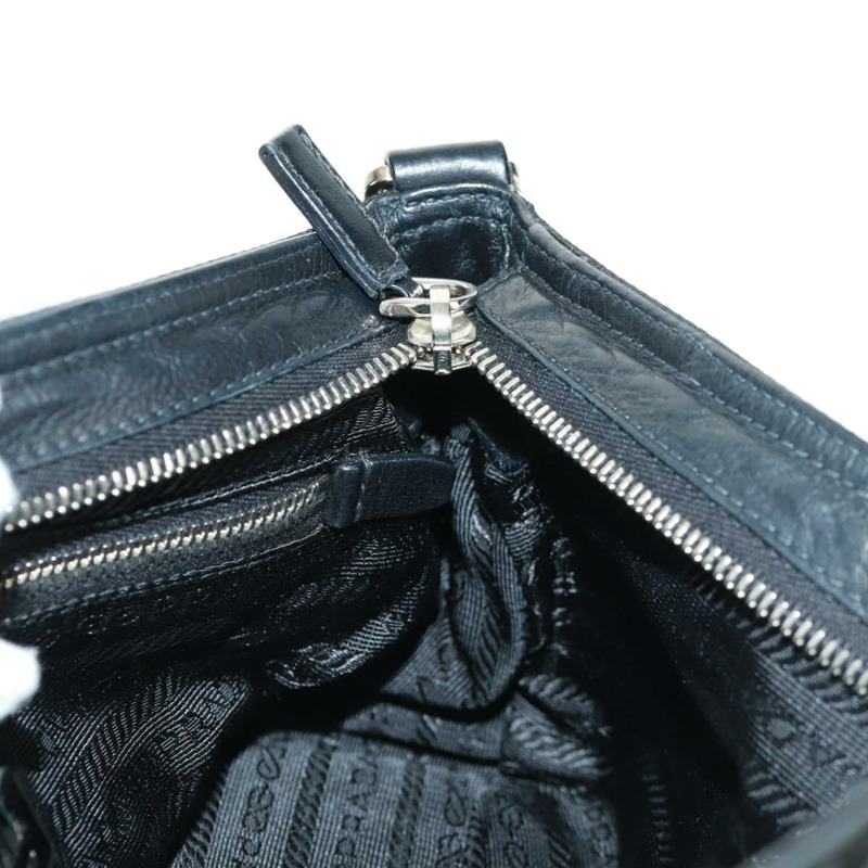 【日本直送】PRADA 單肩包 尼龍皮革 黑色 銀色 正品 am10628V-26