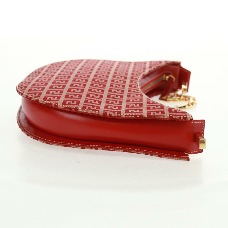 【日本直送】FENDI Zucchino帆布鏈單肩包 紅色金色 正品 168217V-3