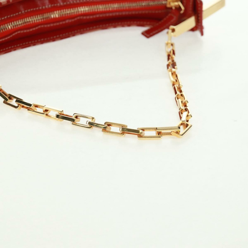 【日本直送】FENDI Zucchino帆布鏈單肩包 紅色金色 正品 168217V-6