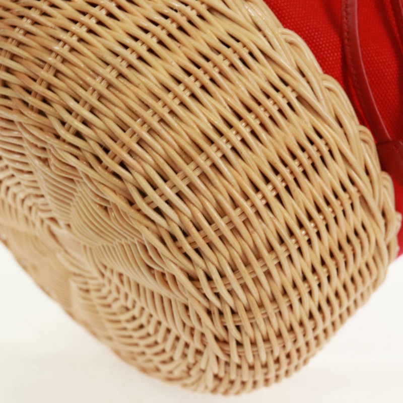 【日本直送】PRADA 草編帆布米紅色單肩包 正品 167958V-13