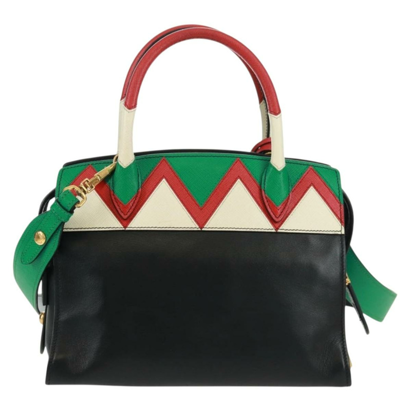 【日本直送】PRADA 手提包 皮革 2way 黑色 金色 Auth 166406V-1