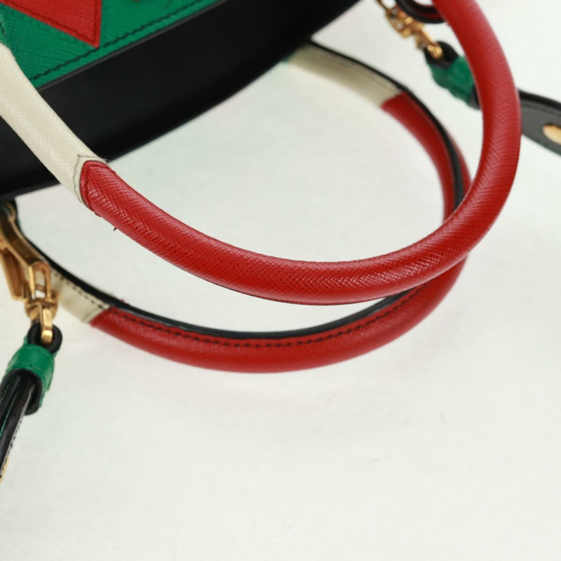 【日本直送】PRADA 手提包 皮革 2way 黑色 金色 Auth 166406V-6
