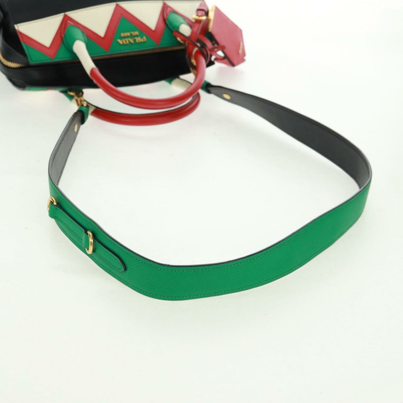 【日本直送】PRADA 手提包 皮革 2way 黑色 金色 Auth 166406V-7