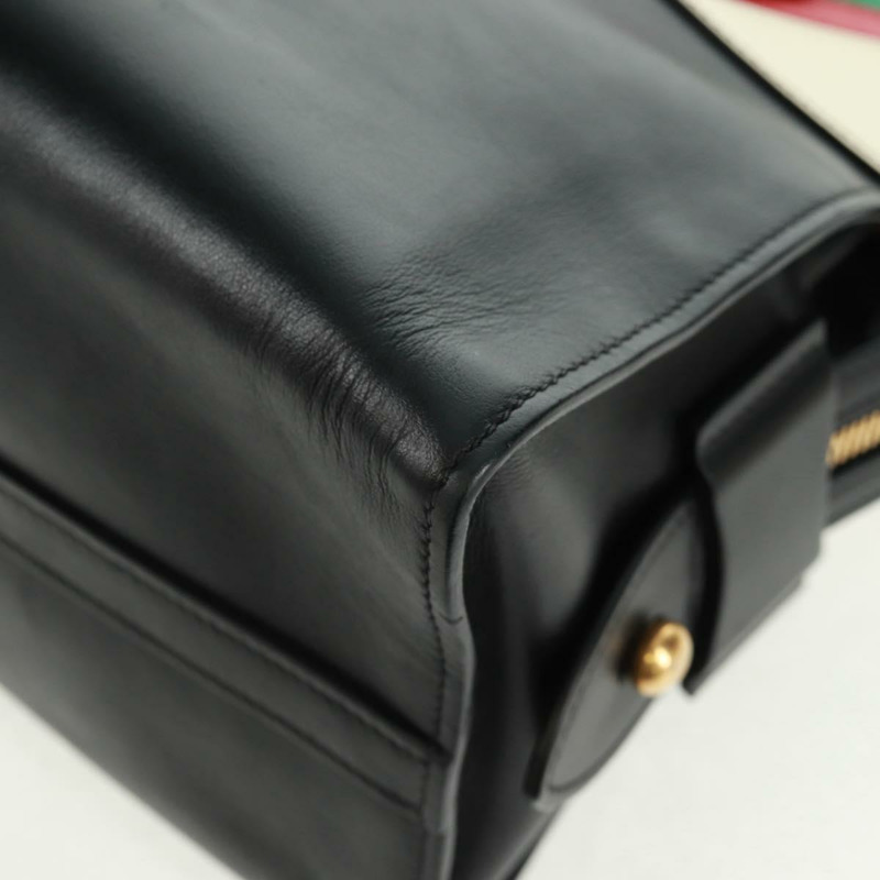 【日本直送】PRADA 手提包 皮革 2way 黑色 金色 Auth 166406V-16