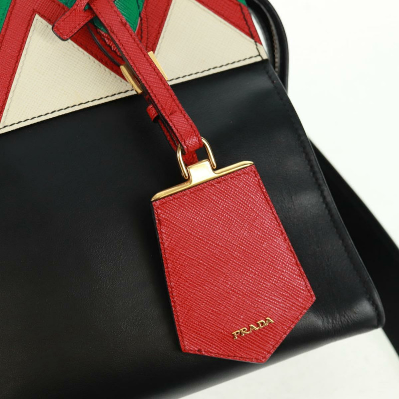 【日本直送】PRADA 手提包 皮革 2way 黑色 金色 Auth 166406V-19