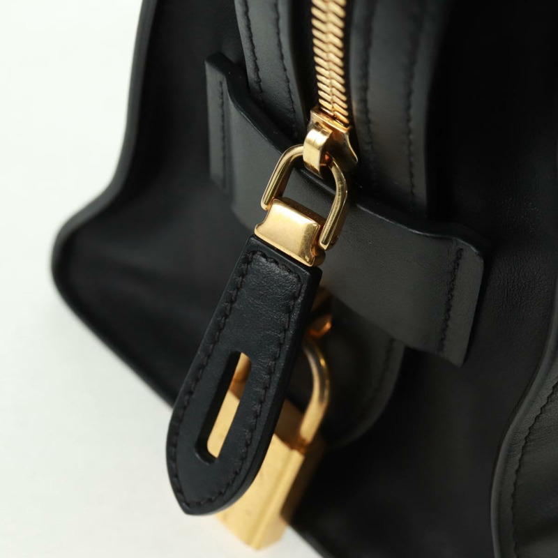 【日本直送】PRADA 手提包 皮革 2way 黑色 金色 Auth 166406V-23