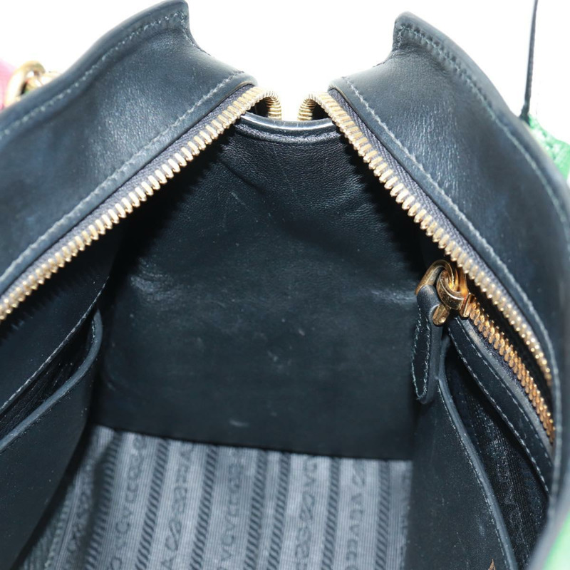 【日本直送】PRADA 手提包 皮革 2way 黑色 金色 Auth 166406V-25