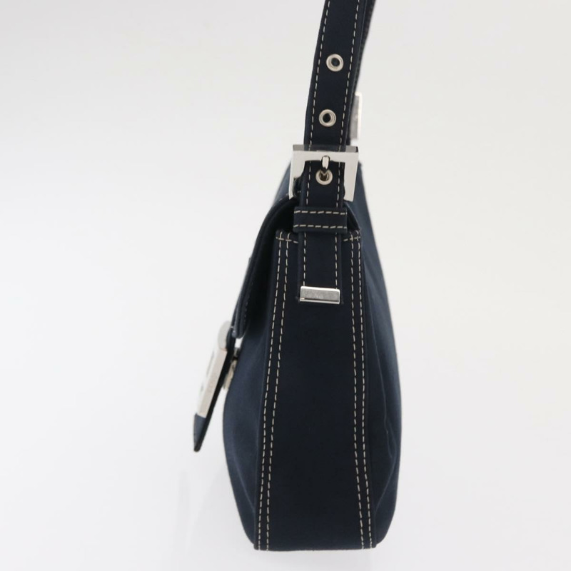 【日本直送】FENDI Mamma Baguette 肩背包 帆布 海軍藍 銀色 正品 ka1887SAV-2