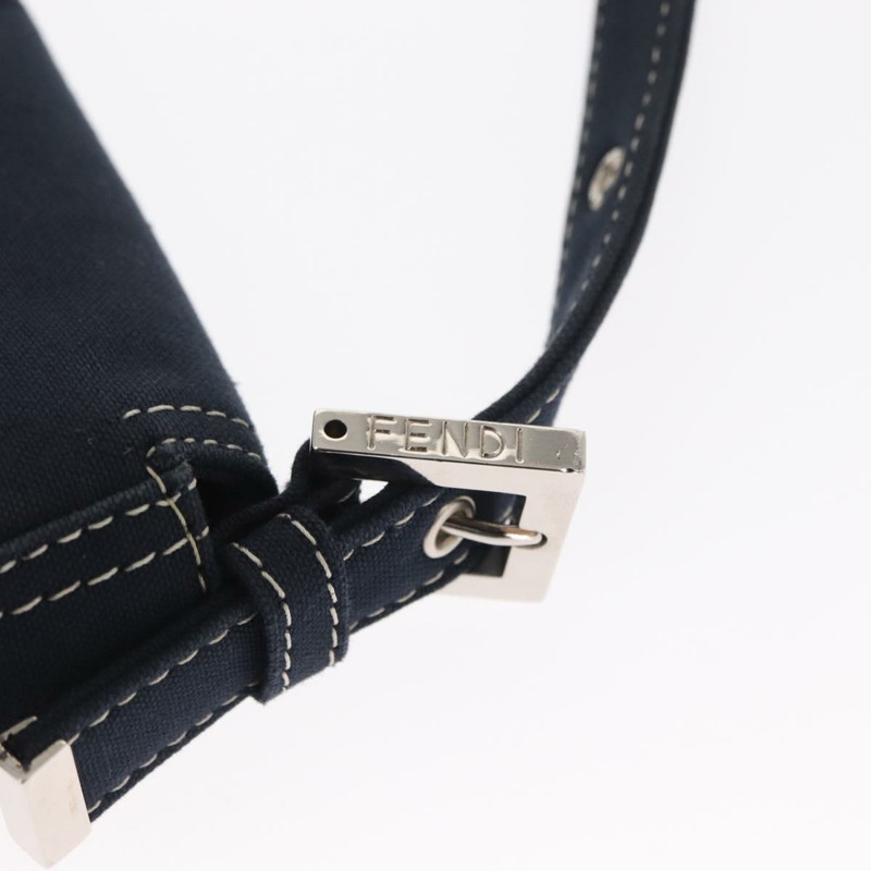 【日本直送】FENDI Mamma Baguette 肩背包 帆布 海軍藍 銀色 正品 ka1887SAV-7
