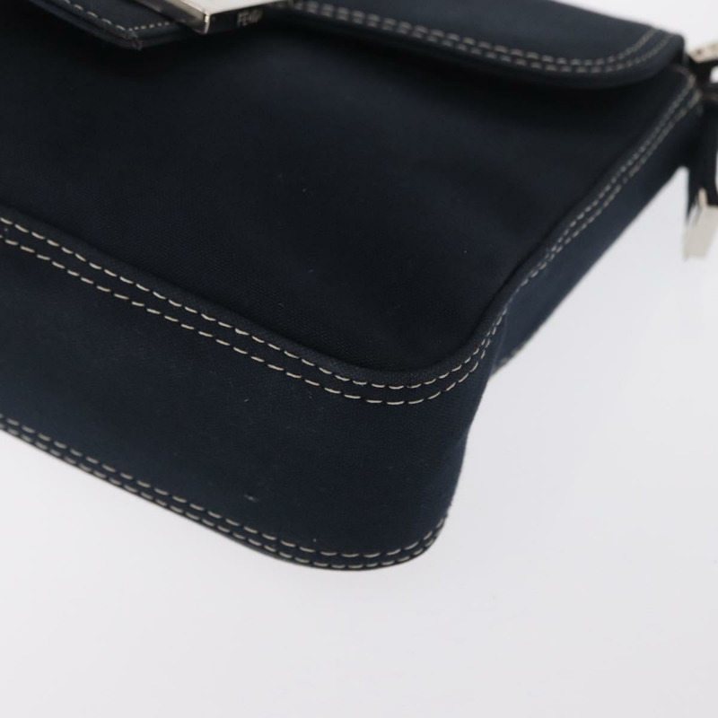 【日本直送】FENDI Mamma Baguette 肩背包 帆布 海軍藍 銀色 正品 ka1887SAV-15