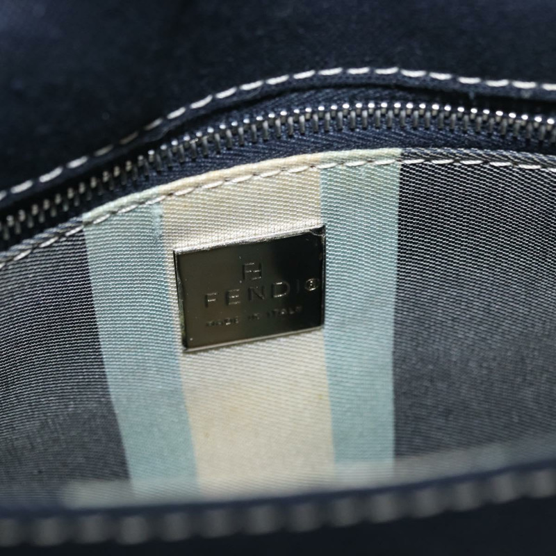 【日本直送】FENDI Mamma Baguette 肩背包 帆布 海軍藍 銀色 正品 ka1887SAV-20