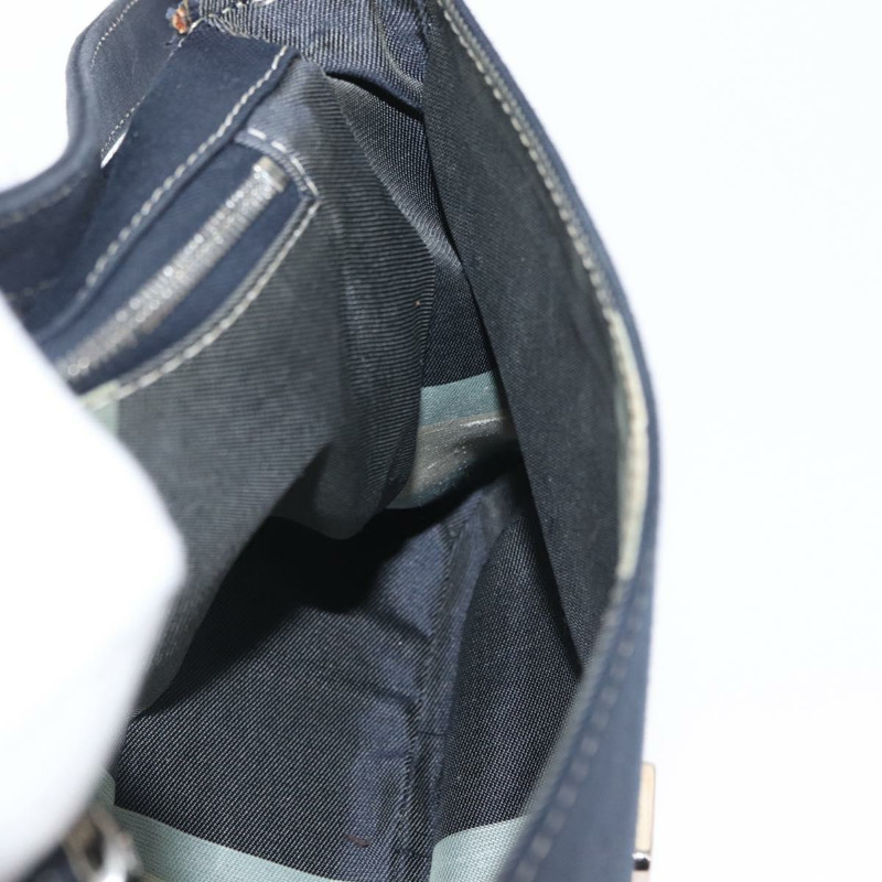 【日本直送】FENDI Mamma Baguette 肩背包 帆布 海軍藍 銀色 正品 ka1887SAV-21