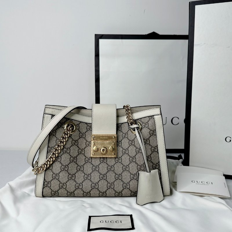 GUCCI Padlock GG白花小型肩揹包-0