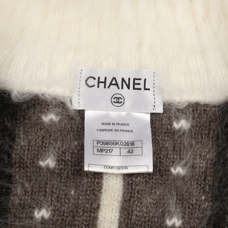 香奈兒針織開襟衫 Blouson P39856K20818 羊絨安哥拉馬海毛 棕色 #42 二手-2