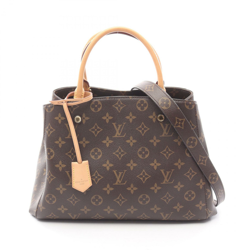 路易威登 Montaigne MM 單肩手提包 M41056 Monogram 皮革 棕色 二手-0