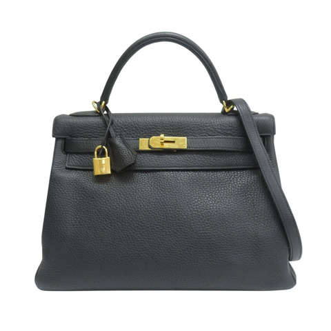 黑色 Togo牛皮 Kelly 32 凱莉包 兩用包 □Q刻 金扣【HERMES 愛馬仕】