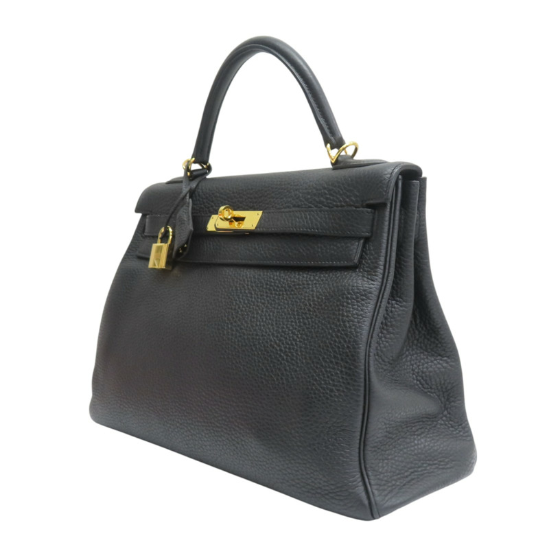 黑色 Togo牛皮 Kelly 32 凱莉包 兩用包 □Q刻 金扣【HERMES 愛馬仕】-2