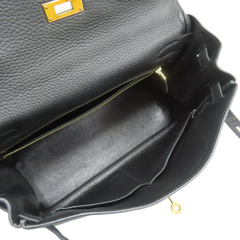 黑色 Togo牛皮 Kelly 32 凱莉包 兩用包 □Q刻 金扣【HERMES 愛馬仕】-4