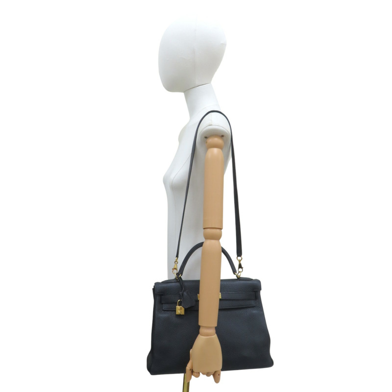 黑色 Togo牛皮 Kelly 32 凱莉包 兩用包 □Q刻 金扣【HERMES 愛馬仕】-7
