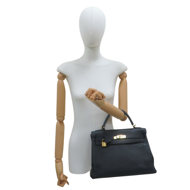 黑色 Togo牛皮 Kelly 32 凱莉包 兩用包 □Q刻 金扣【HERMES 愛馬仕】-8